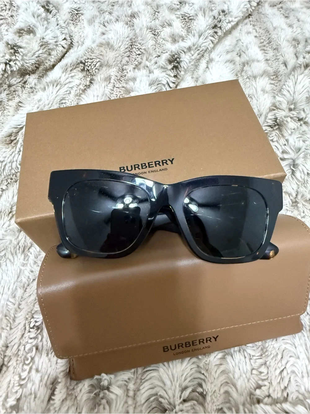 Burberry Tortoise Women's Oversized Square Sunglasses with Dark Lenses